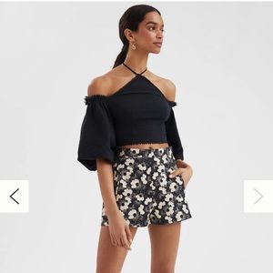 NWT 🏷 Anthropologie Frida Off-the-Shoulder Halter Top, Size M, Color Black